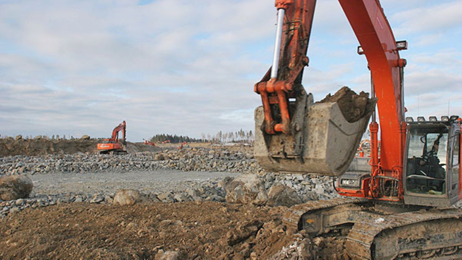 Lempäälän Ideapark-kauppakeskuksen työmaa vuonna 2005. (Kuva: Lehtikuva)