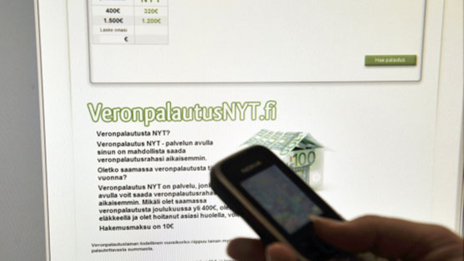 Veronpalautusnyt.fi-sivu