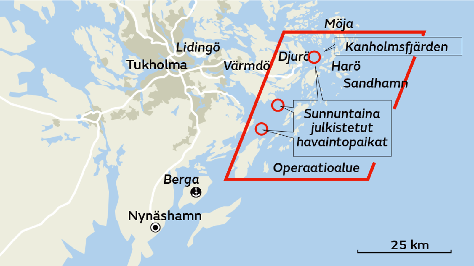 Ruotsi sukellusvene etsintäalue