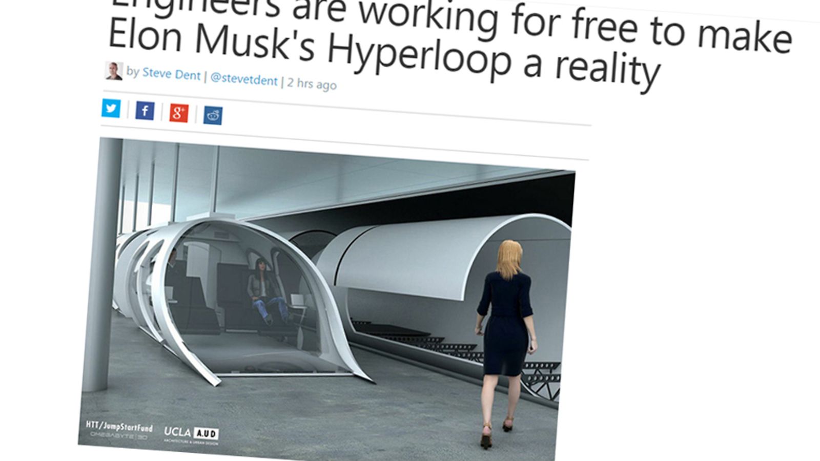 hyperloop - kuvakaappaus Engadgetista