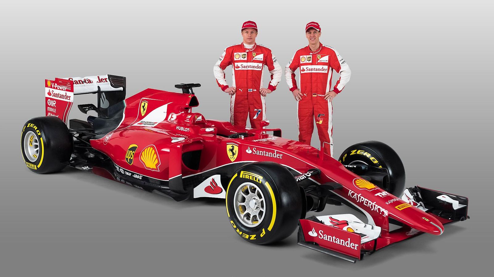 Kimi Räikkönen, Sebastian Vettel ja SF15-T.