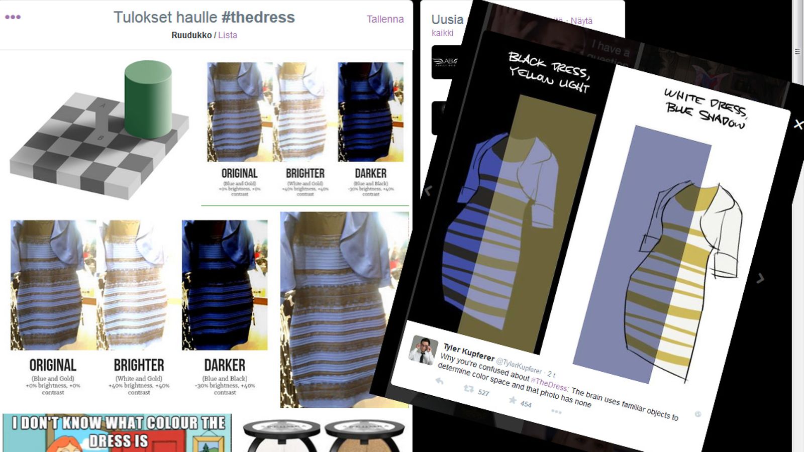 Kuvakaappaus Twitteristä: tulokset haulle #thedress