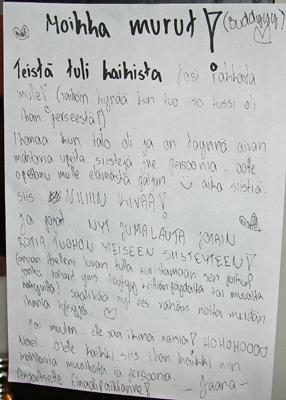 Jaanan jäähyväiskirje Idols-finalisteille. Kuva: MTV3.