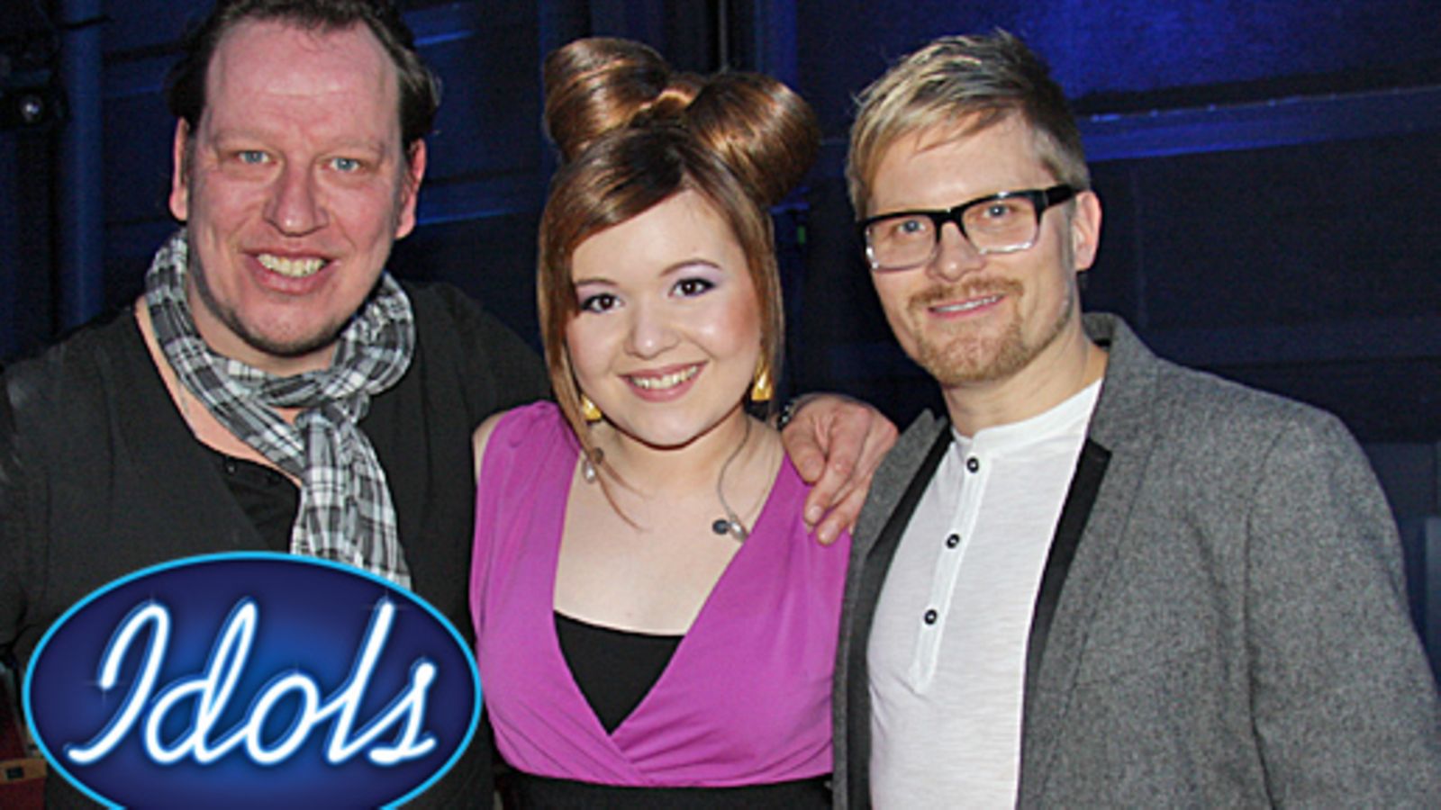 Idols-finalisti Diandra Flores sekä Käsityöläiset-yhtyeen Anssi Häkkinen ja Mica Ikonen.