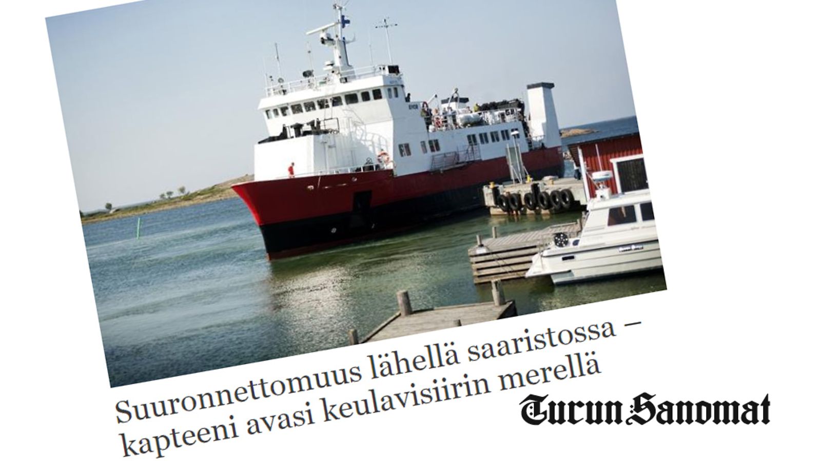 Kapteeni avasi keulavisiirin merellä. Kuvakaappaus Turun Sanomien nettisivuilta