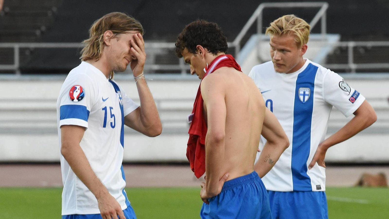 Markus Halsti (vas.), Roman Eremenko ja Joel Pohjanpalo.