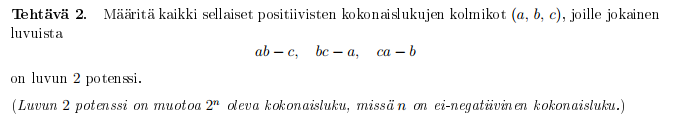 matematiikkaolympialaiset tehtävä
