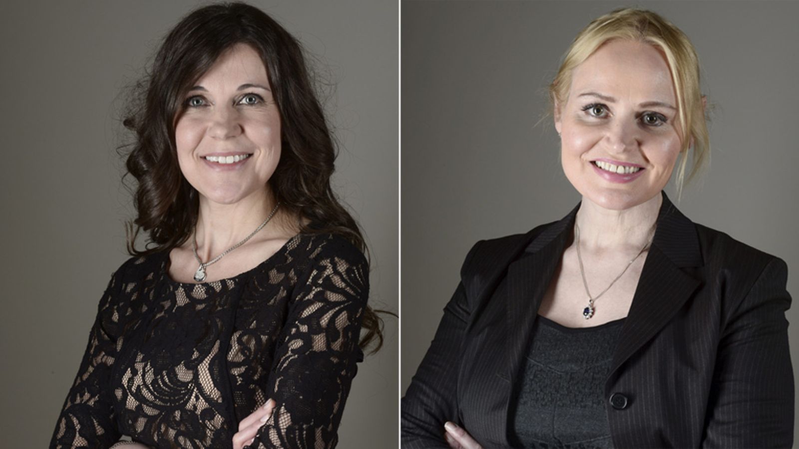 Perussuomalaisten kansanedustajat Arja Juvonen (vas.) ja Veera Ruoho.