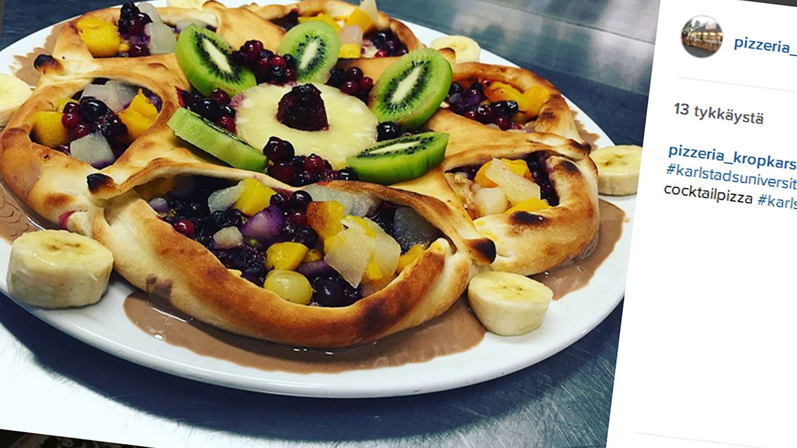 hedelmäpizza, kuvakaappaus, instagram
