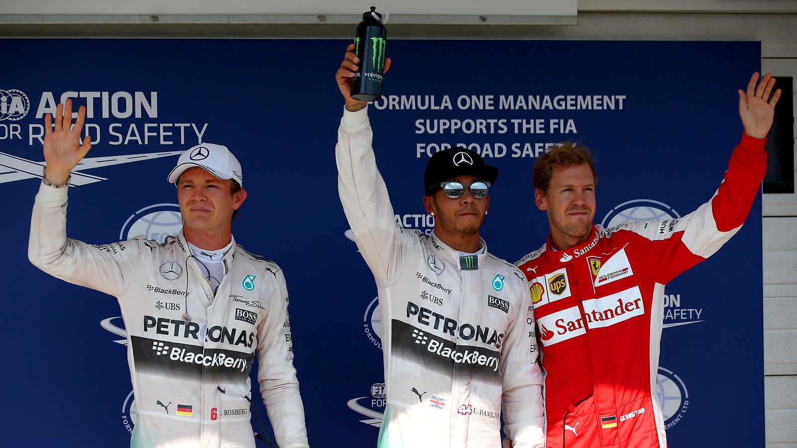 Nico Rosberg, Lewis Hamilton ja Sebastian Vettel