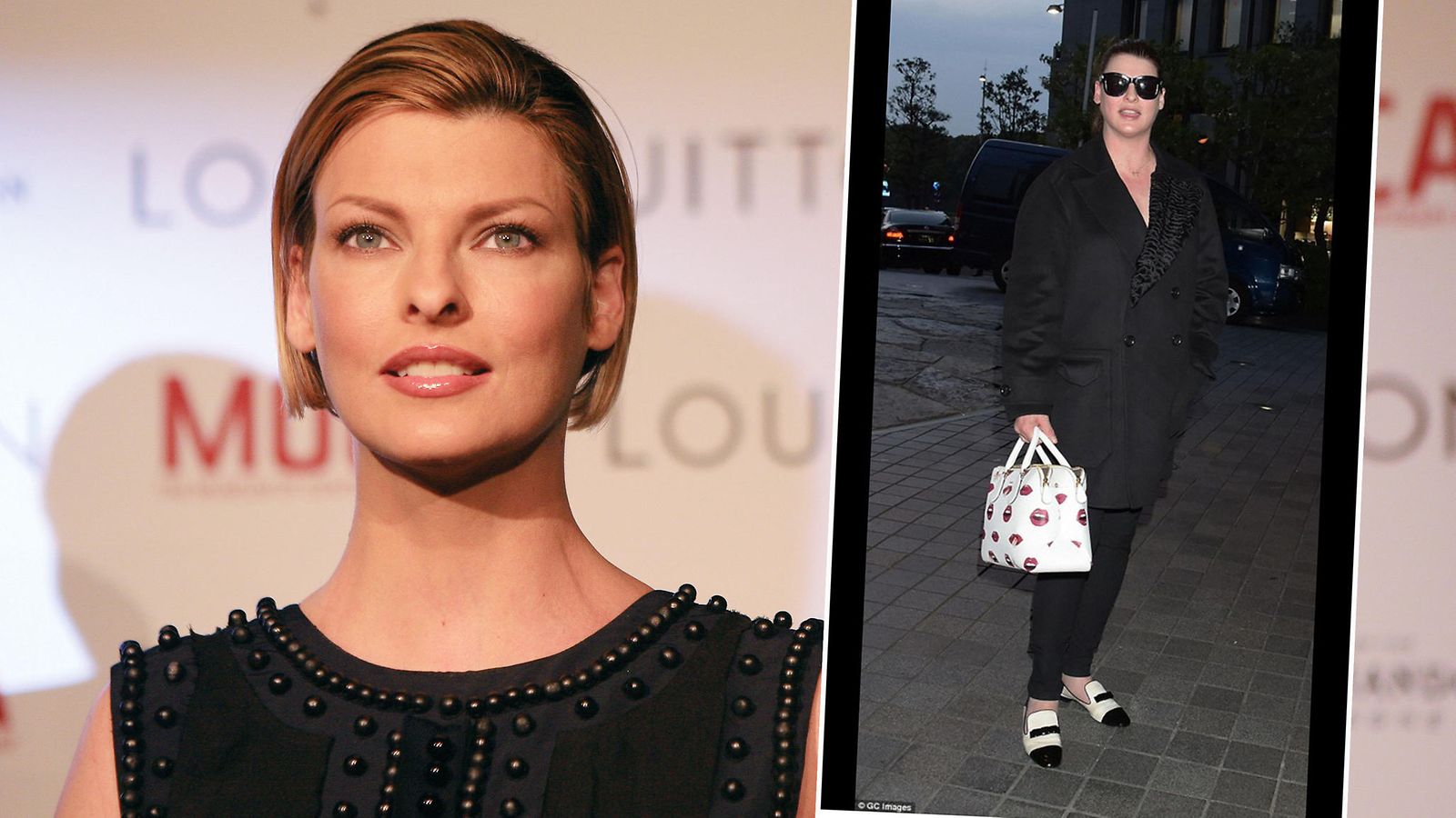 Linda Evangelista vuonna 2013 ja  2015