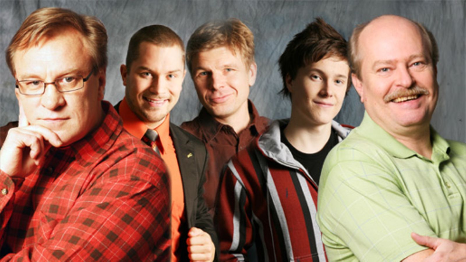 Salatut elämät - Ismo (Esko Kovero), Ossi (Sami Sarjula), Kari (Tommi Taurula), Miro (Patrik Borodavkin) ja Seppo (Jarmo Koski).