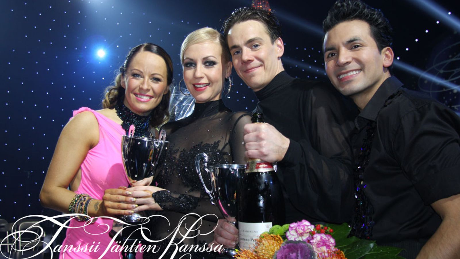 Disa Kortelainen, Krisse Salminen, Matti Puro ja Antonio Flores finaalin jälkeen.