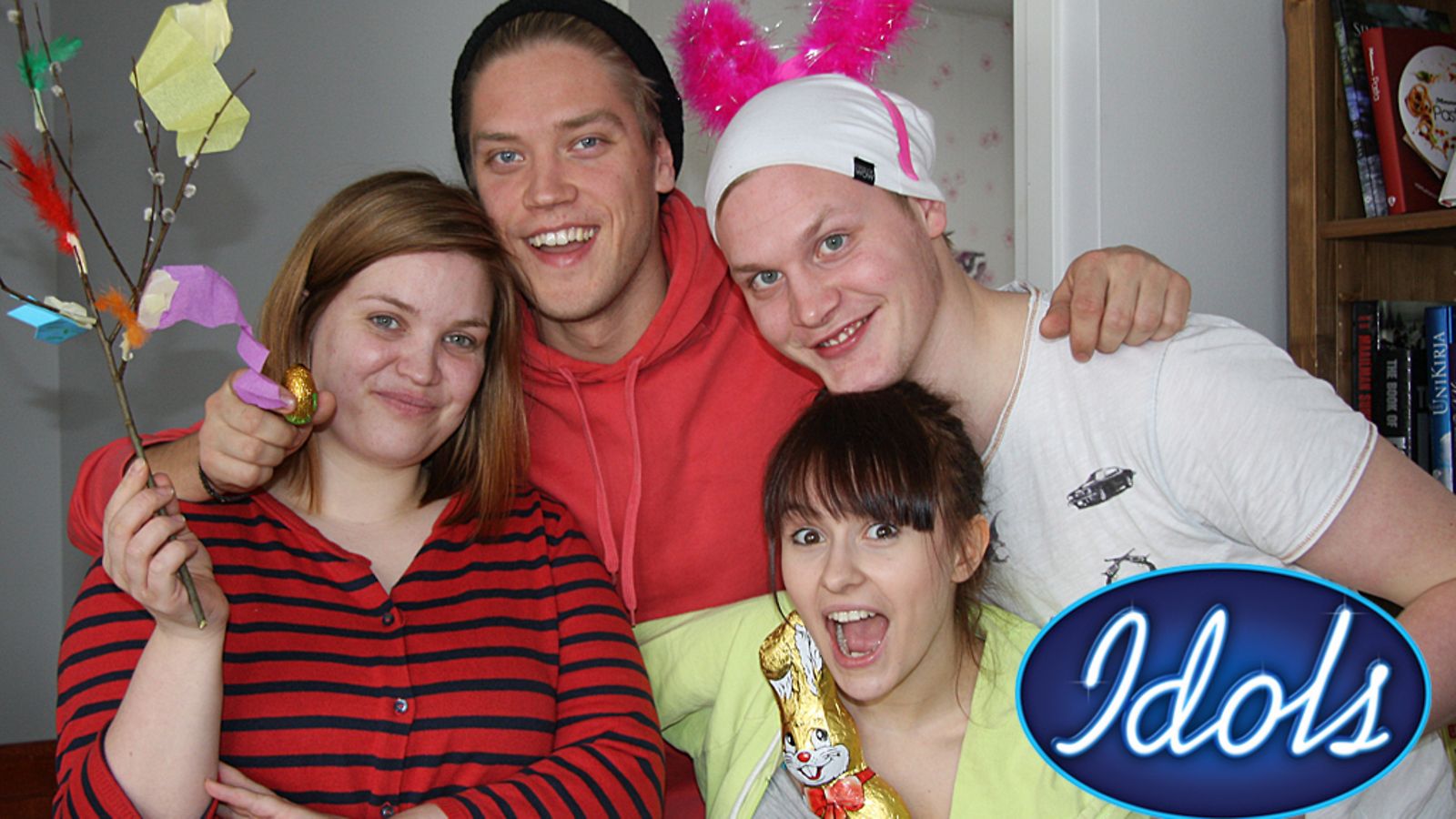 Idols-finalistit Niina Kähönen, Heikki Tuomi, Tiina Puska ja Arttu Kettunen pääsiäistunnelmissa.