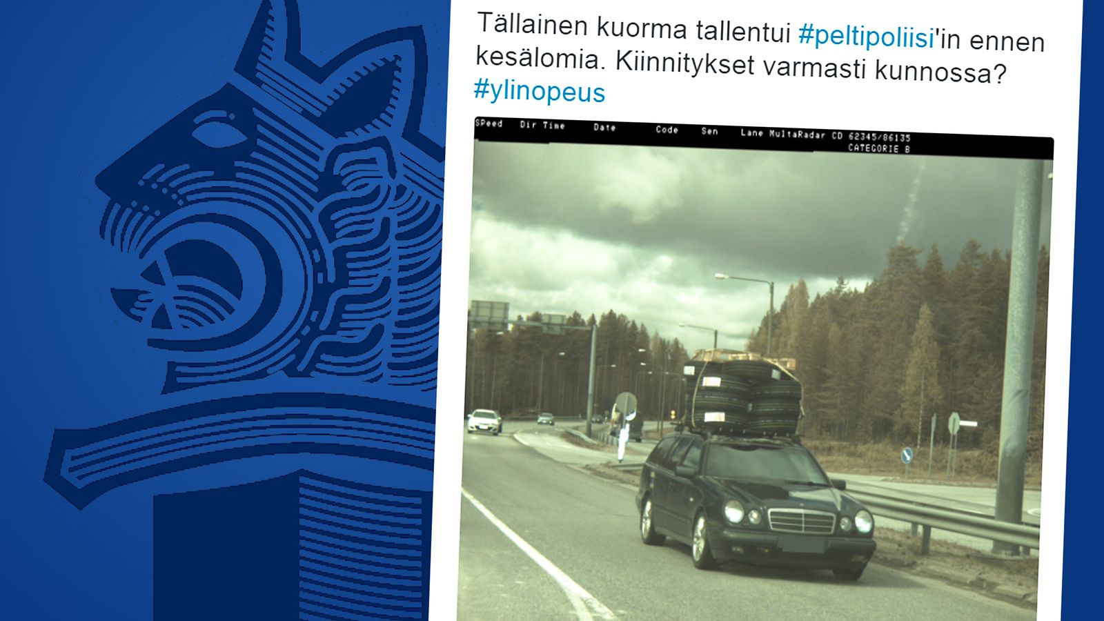Poliisin Twitter kuva peltipoliisi