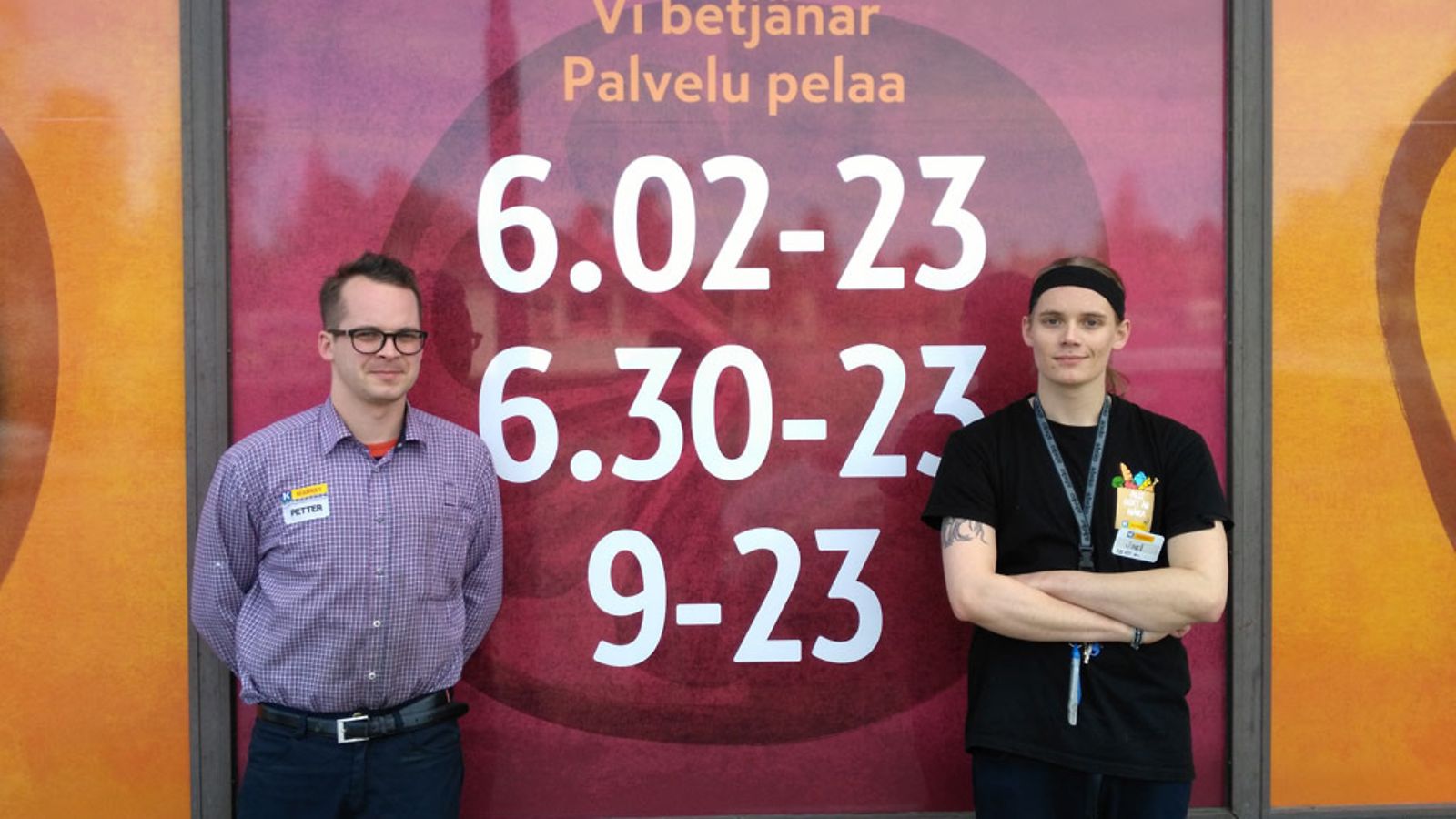 Veljekset Petter ja Joel Bonde, K-market Torihalli, Uusikaarlepyy. Kuvaaja Andreas Snellman.