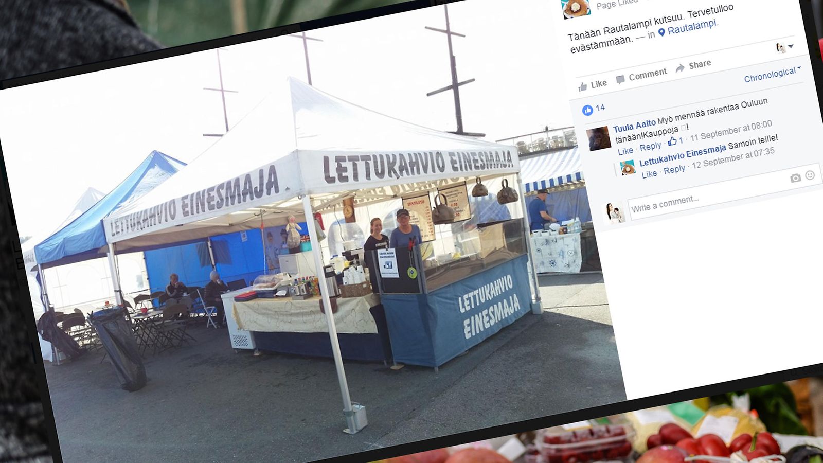 Lettukahvila Einesmaja on työllistänyt Airi Suorsan jo yli kymmenen vuotta. Kuva ruutukaappaus Lettukahvilan Facebook-sivuilta.