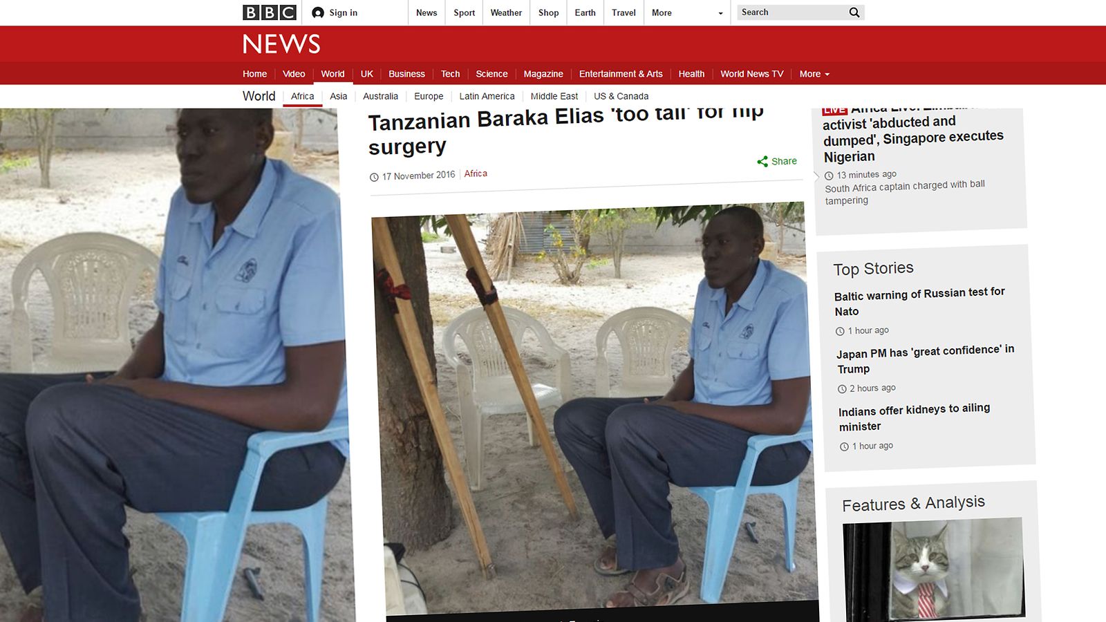 Tansanian pisin mies ruutukaappaus BBC