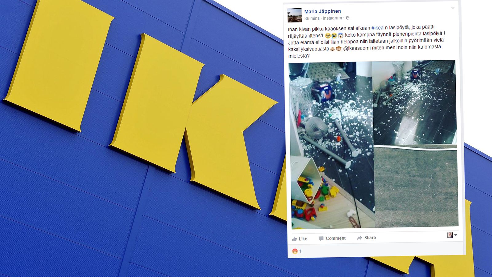 Ikea Maria Jäppinen lasipöytä vika glasholm