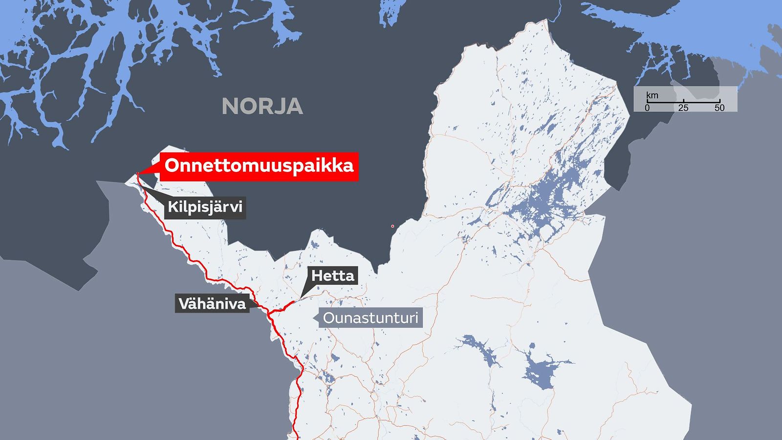 Onnettomuuskartta Kilpisjärvi