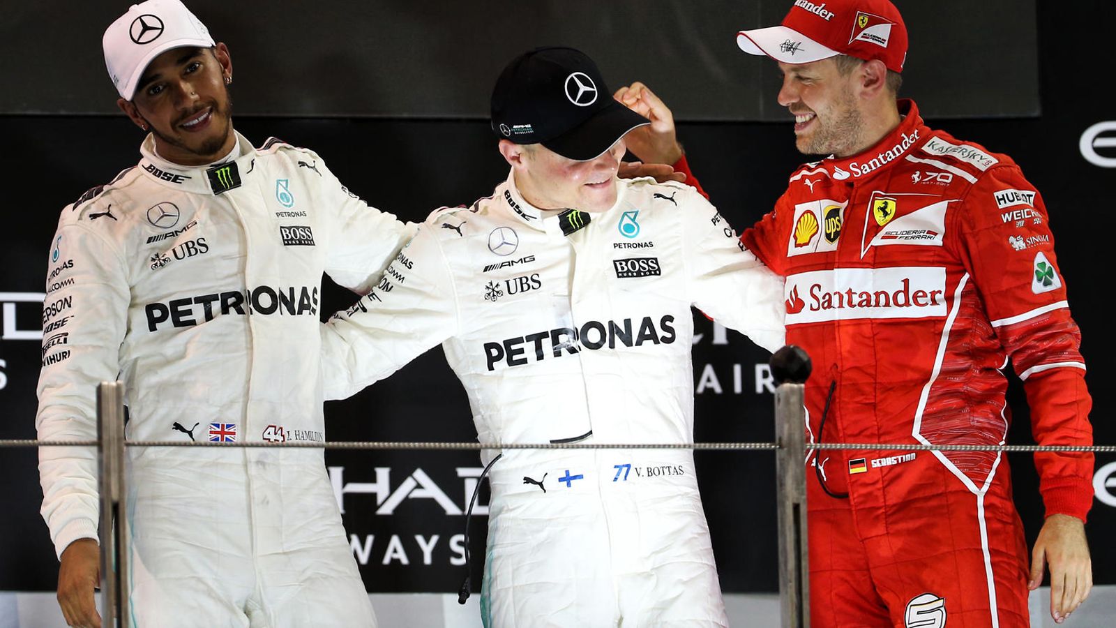 Lewis Hamilton, Valtteri Bottas, Sebastian Vettel