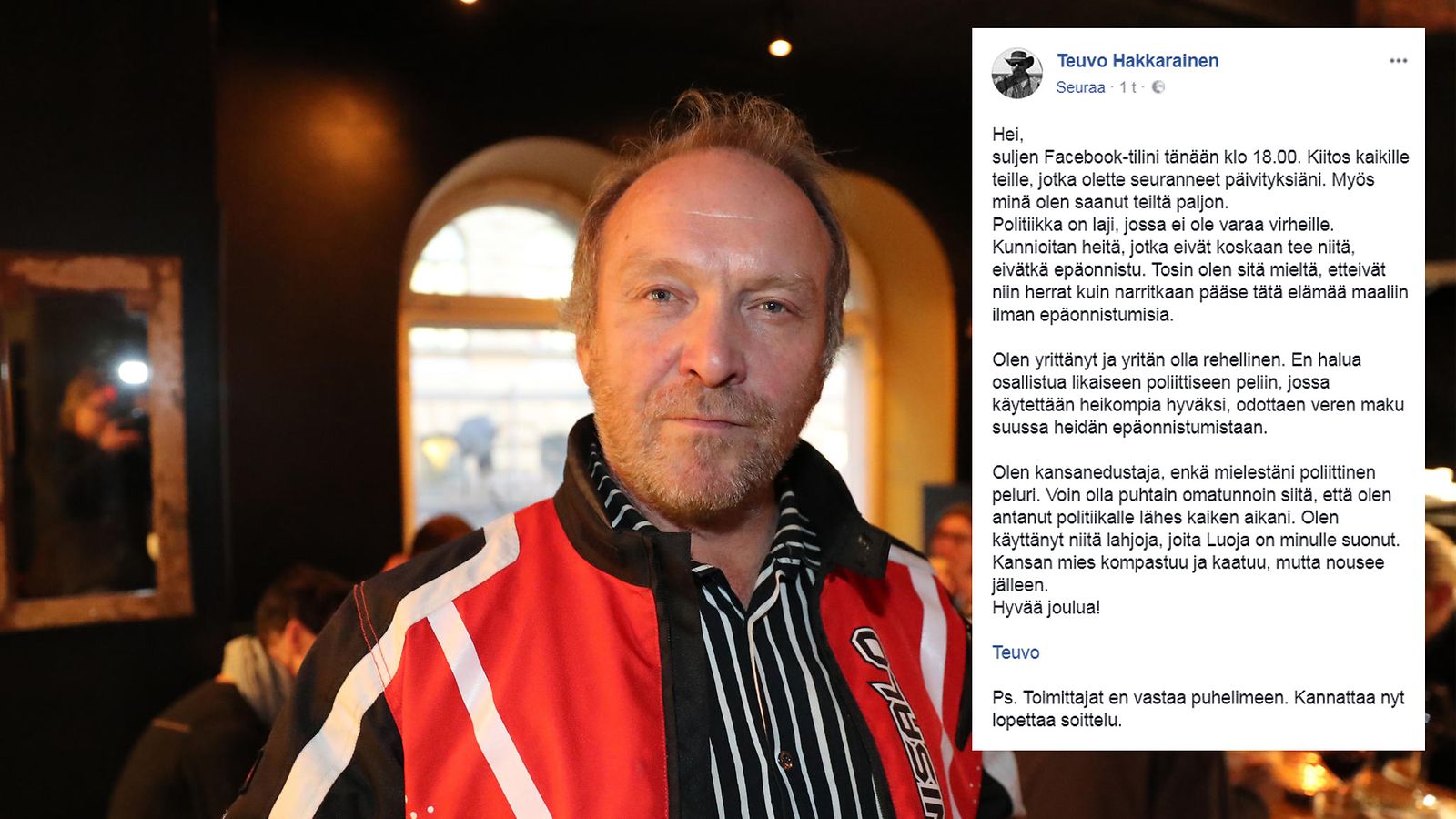 Teuvo Hakkarainen yhdistelmäkuva Facebook joulukuu 2017
