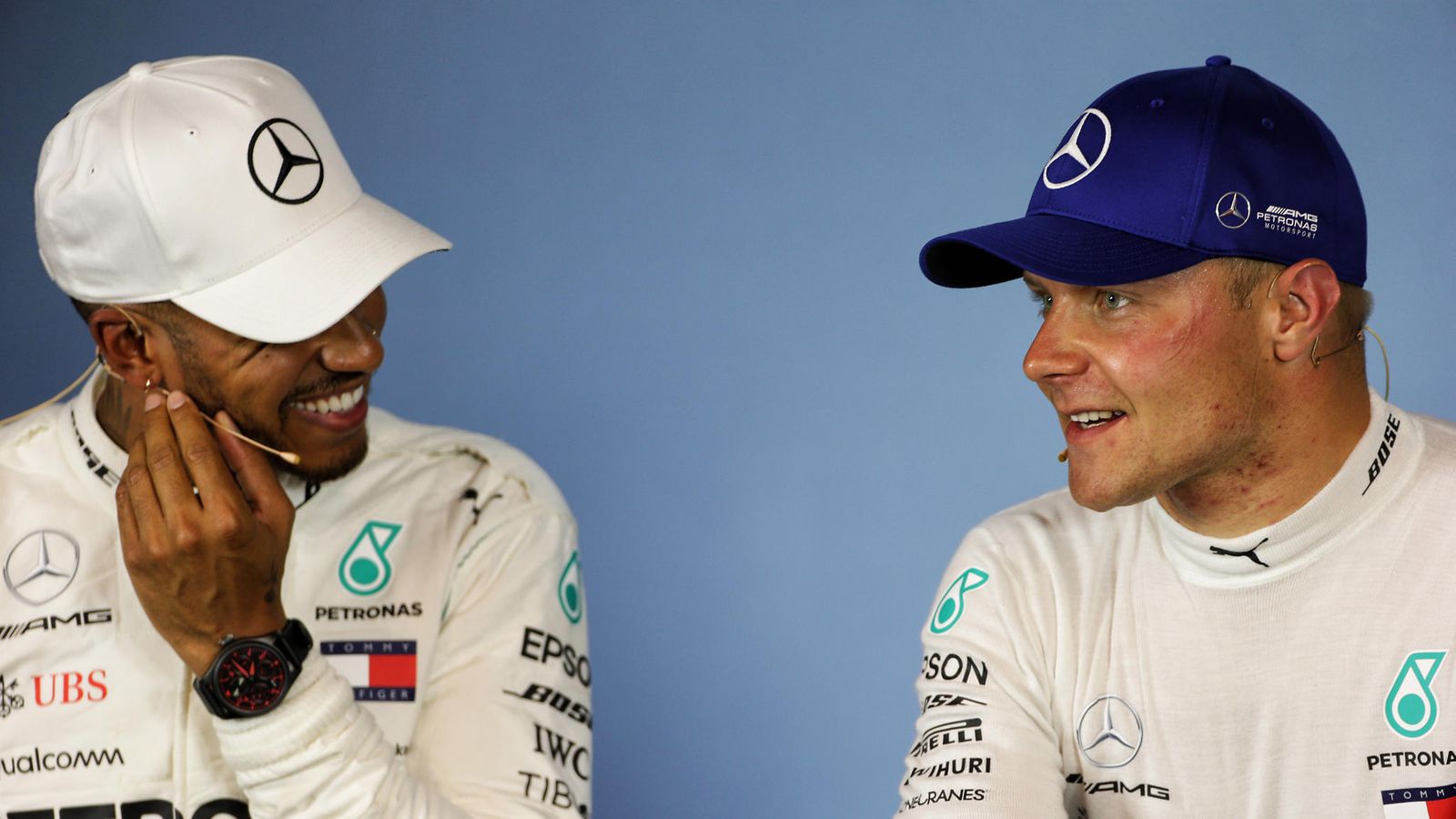 Lewis Hamilton ja Valtteri Bottas pressi 30.6.