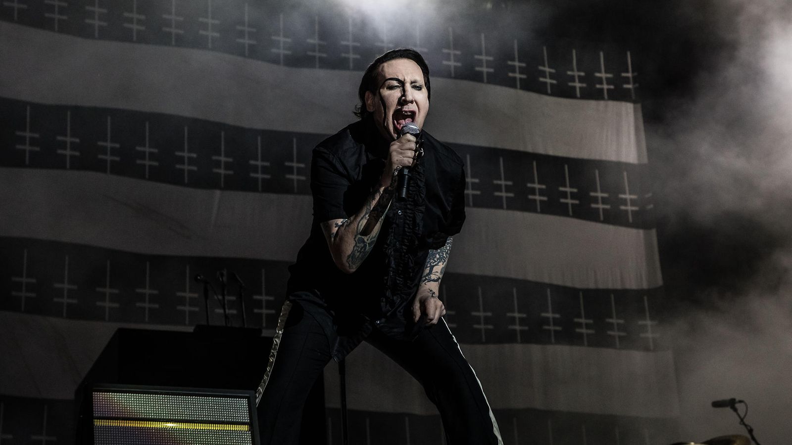 Marilyn Manson lavalla Hellfest-tapahtumassa Ranskan Clissonissa kesäkuussa 2018