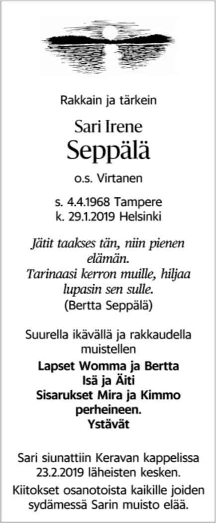 sari seppälä kuolinilmoitus