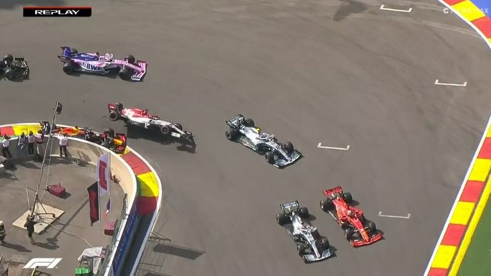 Max Verstappen, Kimi Räikkönen, 2019, Belgia, kolari (1)