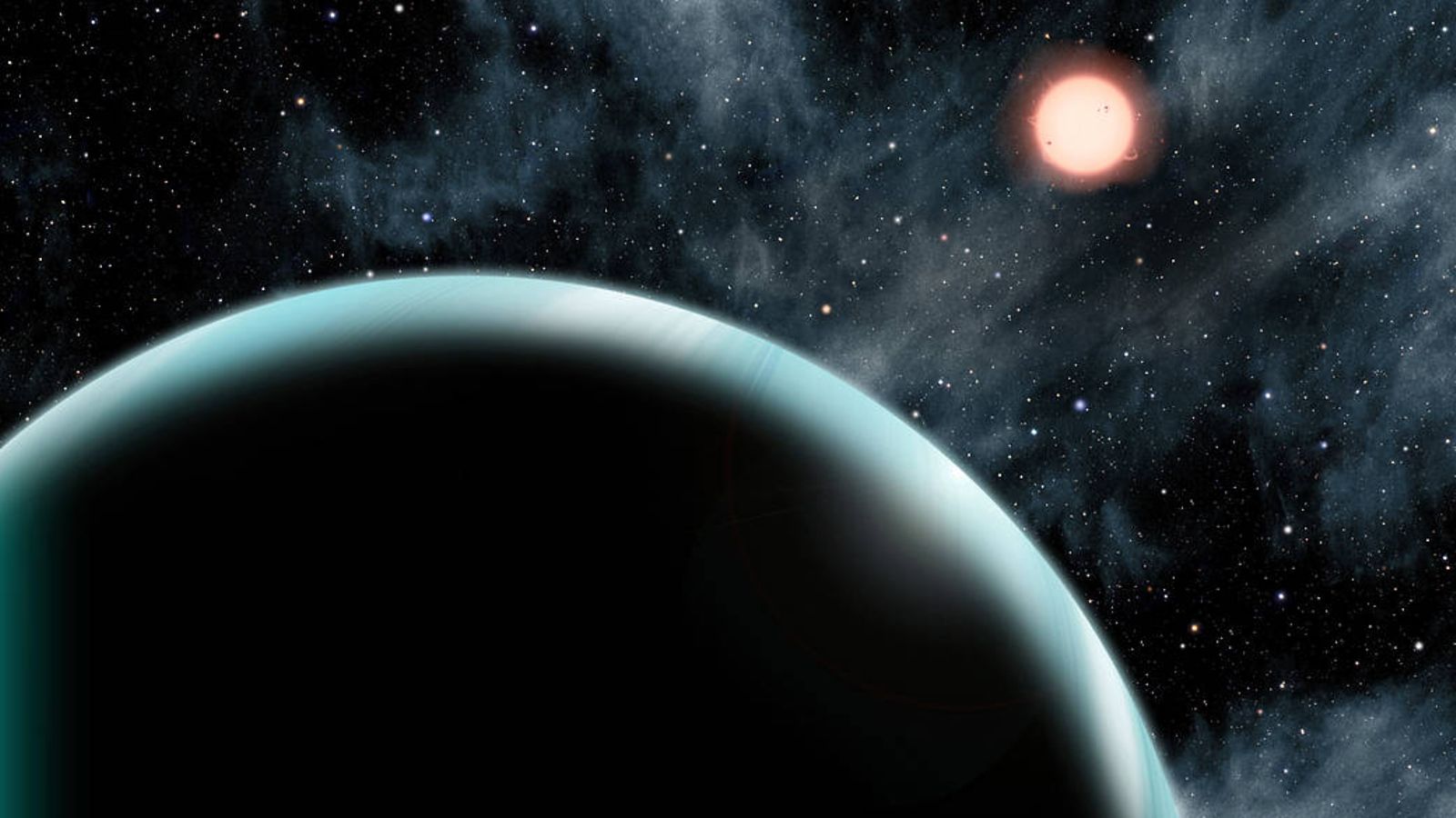 This artist's conception shows Kepler-421b, a Uranus-sized transiting exoplanet with the longest known year, circling its star once every 704 days. Kepler-421b orbits an orange, K-type star that is cooler and dimmer than our sun and is located about 1,000 light-years from Earth in the constellation Lyra.