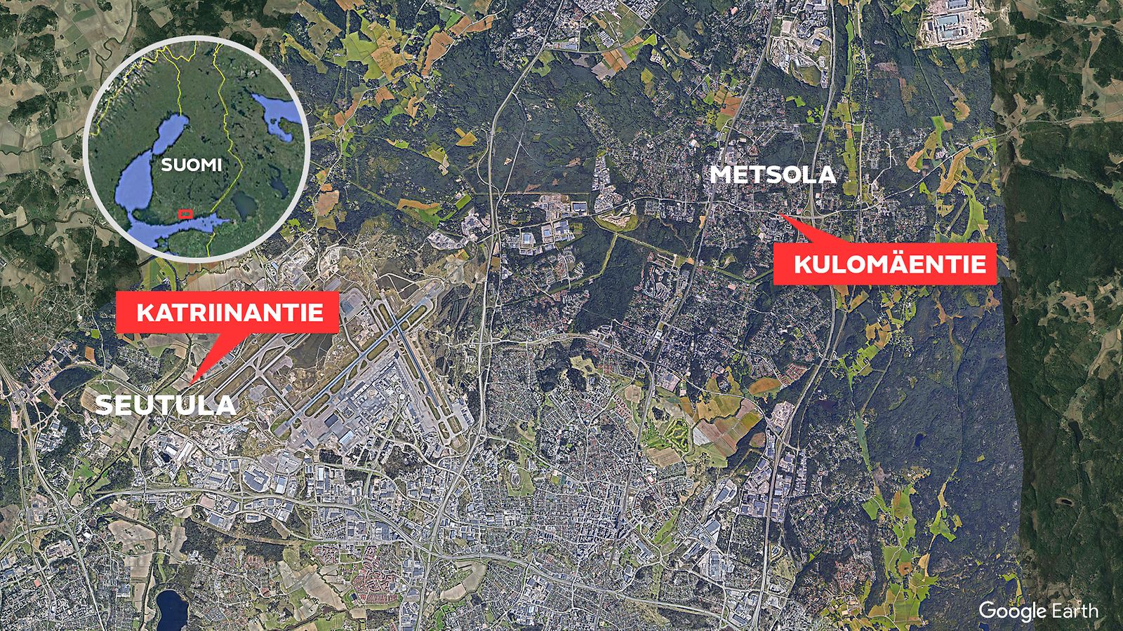 Vantaa Katriinantie, Kulomäentie kartta