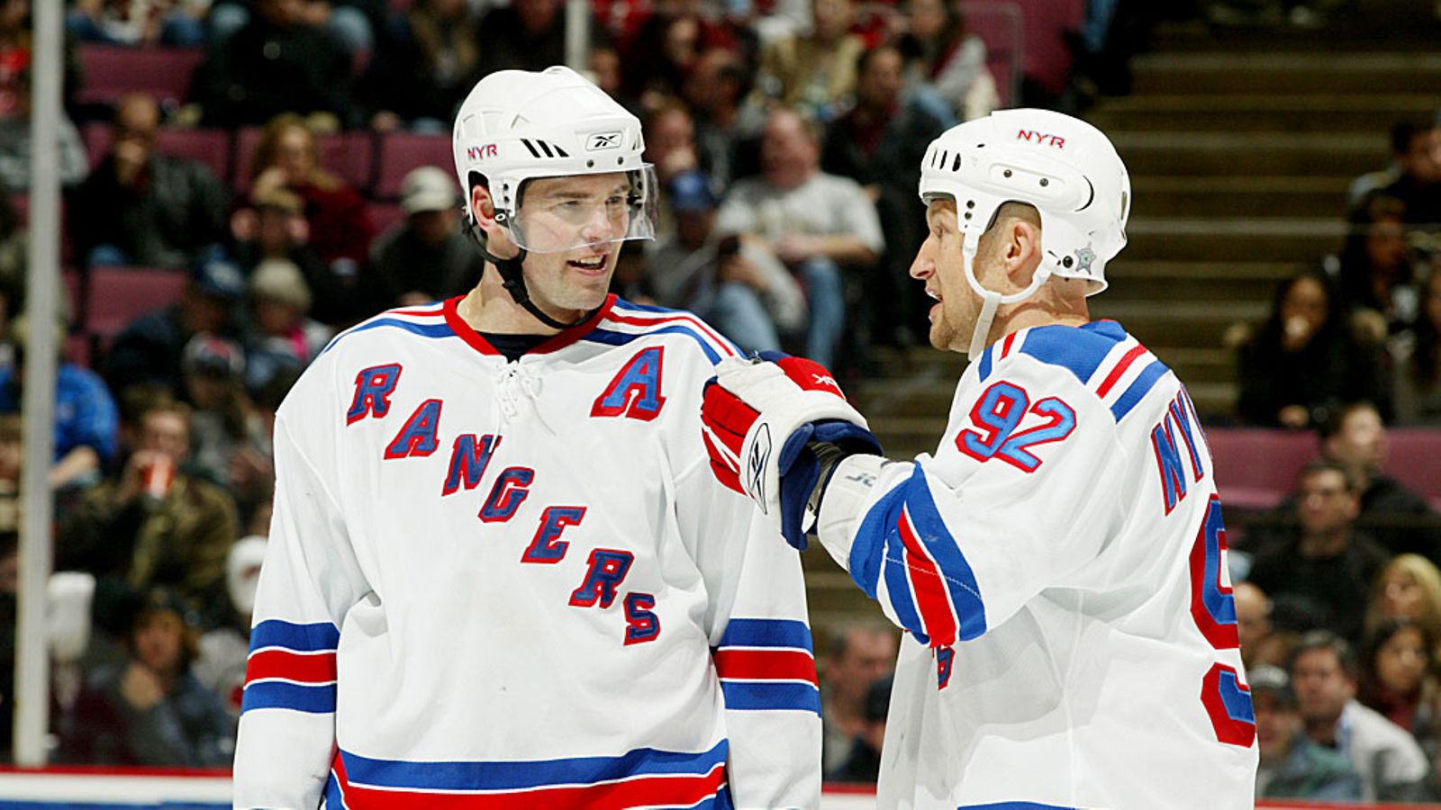 Michael Nylander ja Jaromir Jagr juonivat Rangersin paidassa vuonna 2006.