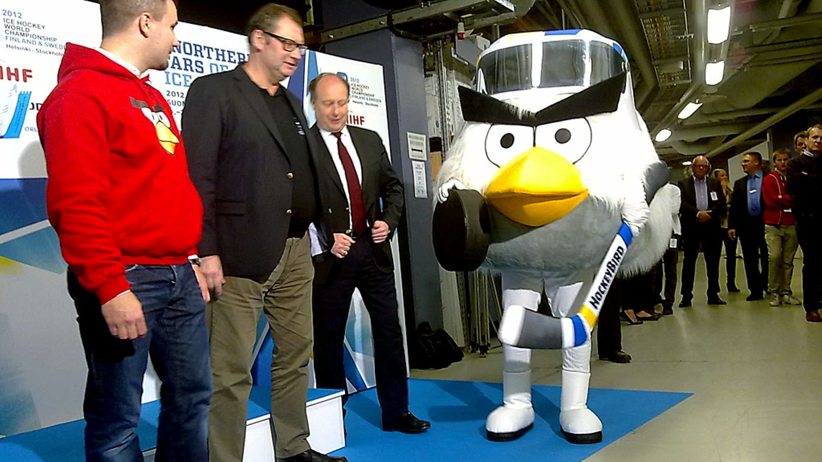 MM-kisojen maskotti Hockey Bird.
