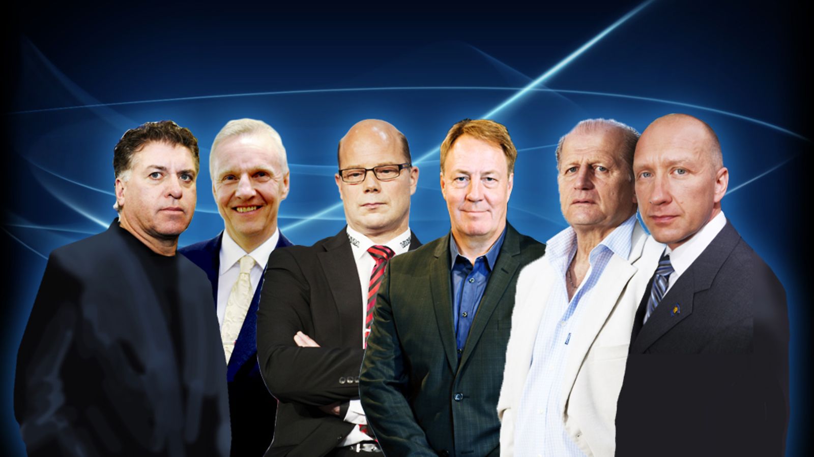 Doug Shedden, Hannu Aravirta, Risto Dufva, Kari Jalonen Juhani Tamminen ja Jarmo Kekäläinen kuuluvat CANAL+:n Hockey Night -tiimiin