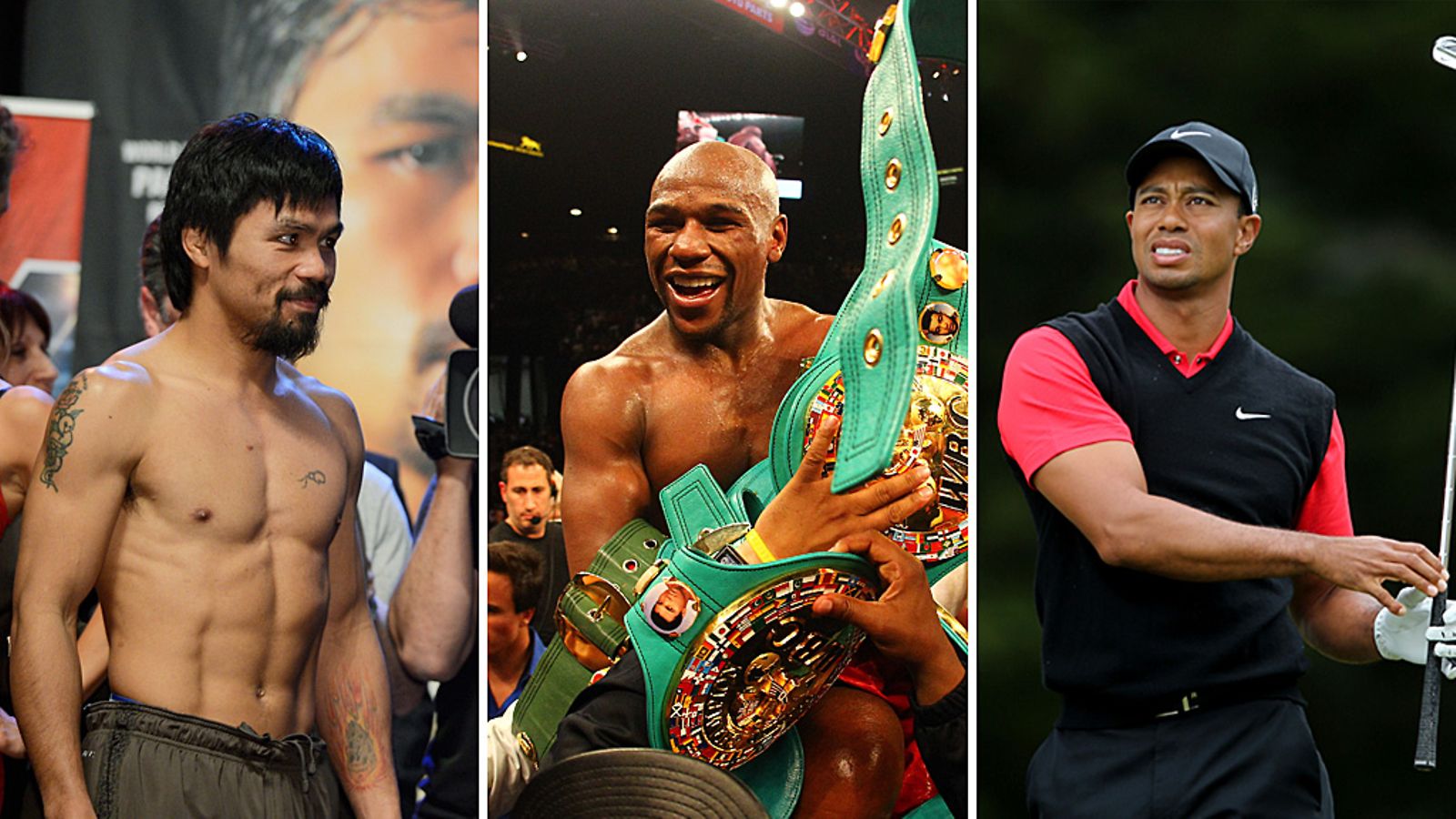Manny Pacquiao, Floyd Mayweather ja Tiger Woods ovat maailman parhaiten palkatut urheilijat.