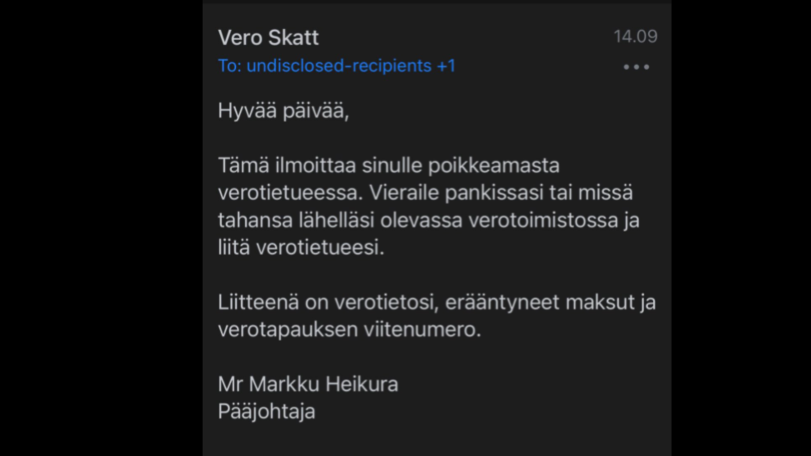 Verohallinnon kuva verkkohuijaus lokakuu 2021