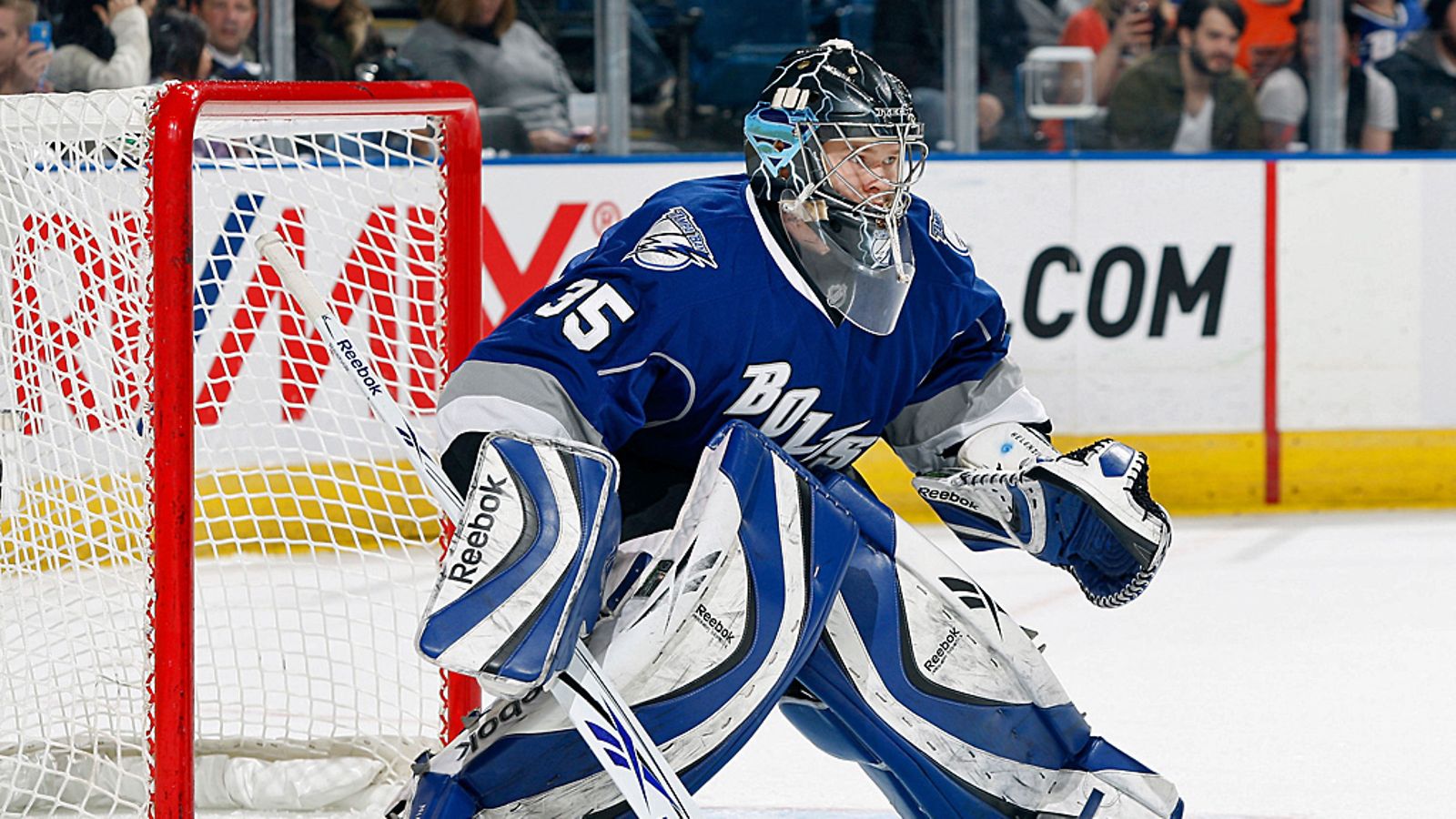Riku Helenius uransa ainoassa NHL-ottelussa vuonna 2009.