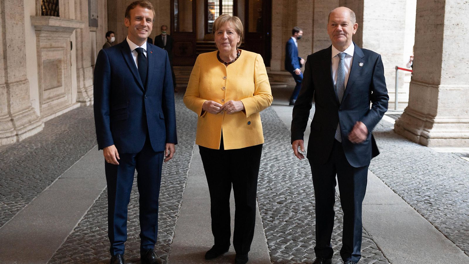 scholz merkel macron