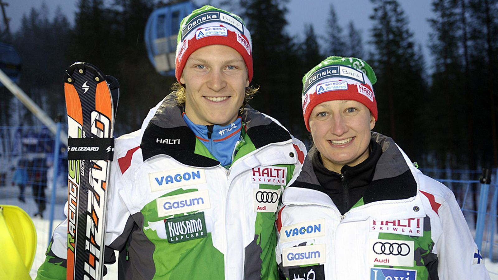 Levin suomalaisonnistujat Santeri Paloniemi ja Tanja Poutiainen.