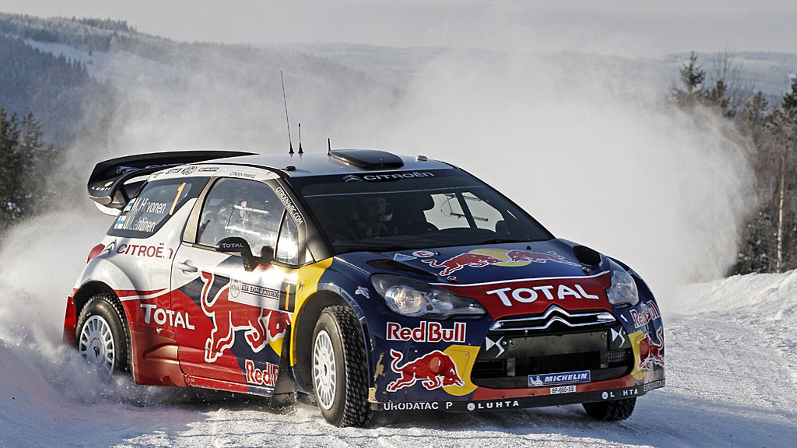 Mikko Hirvonen Finnskog-rallissa.