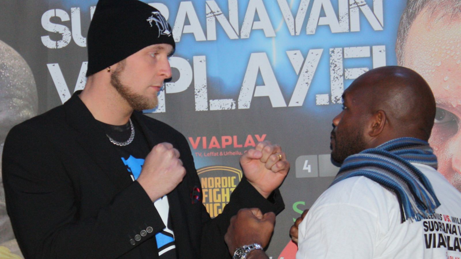 Robert Helenius ja Sherman Williams tuijoituksessa
