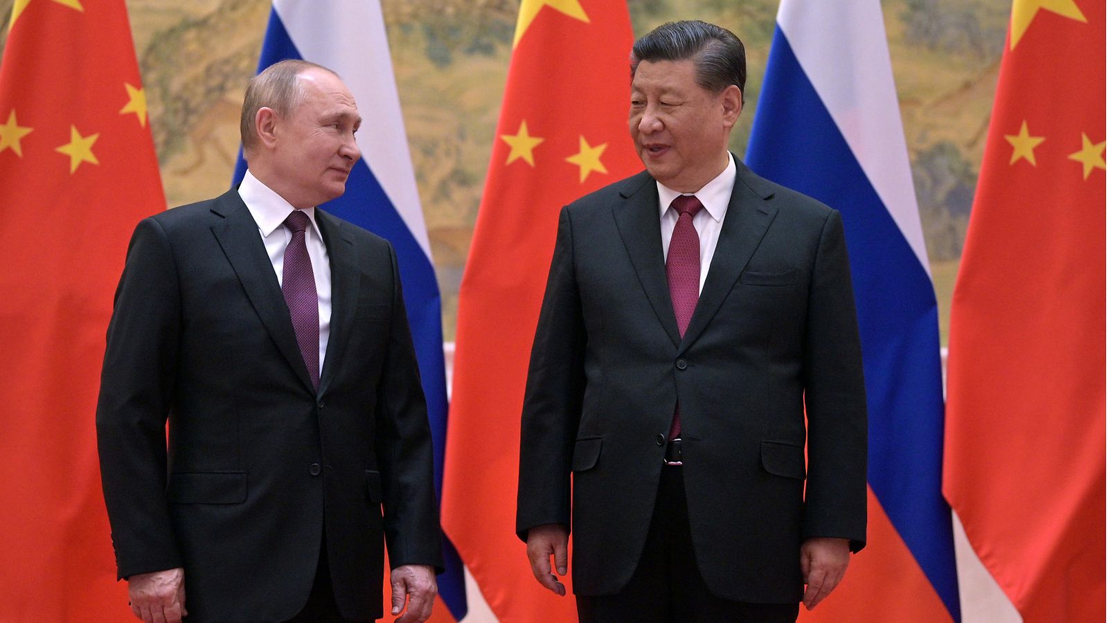 Vladimir Putin ja Xi Jinping helmikuussa 2022.