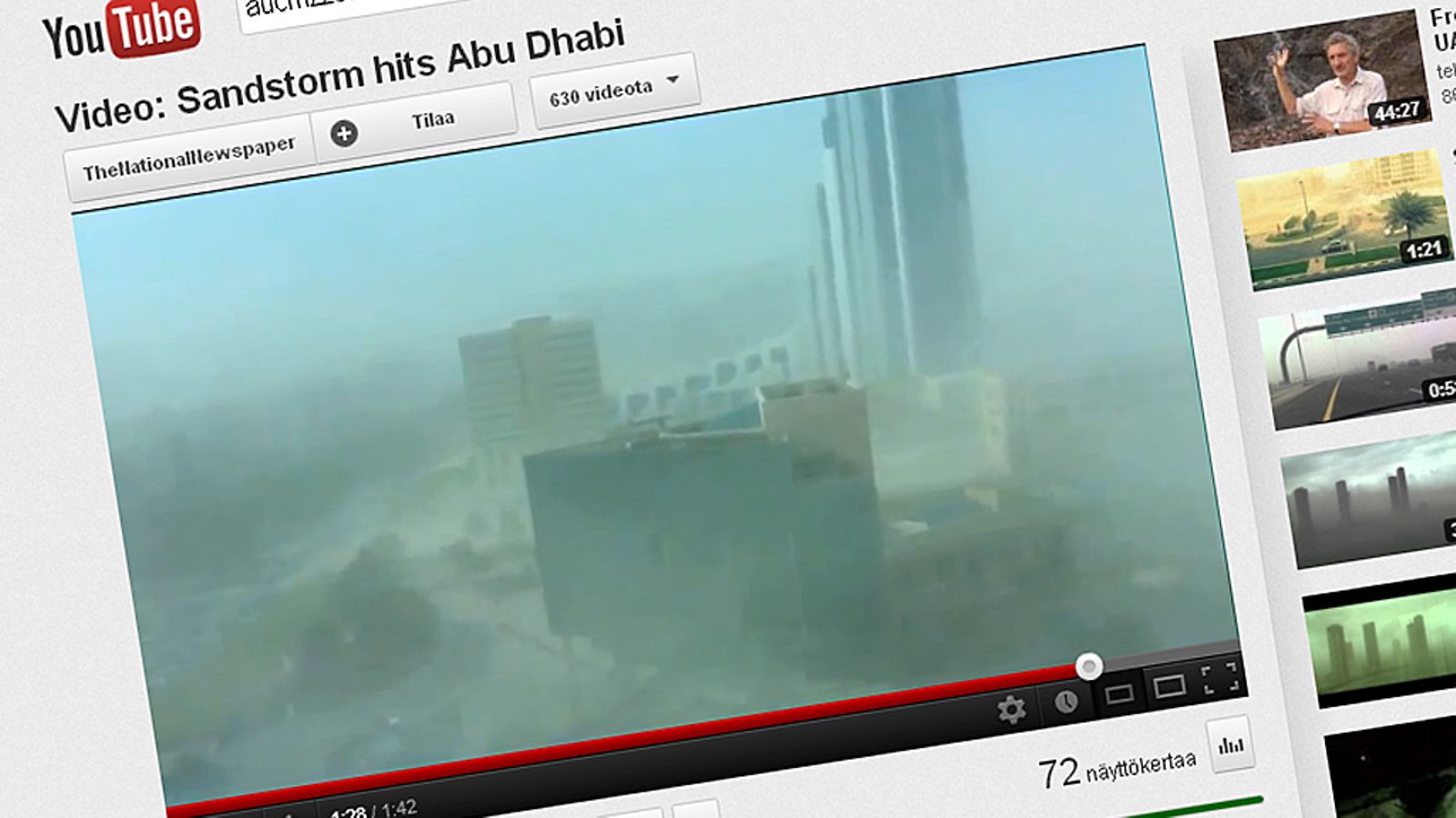 Abu Dhabi peittyi hiekkamyrskun alle.
