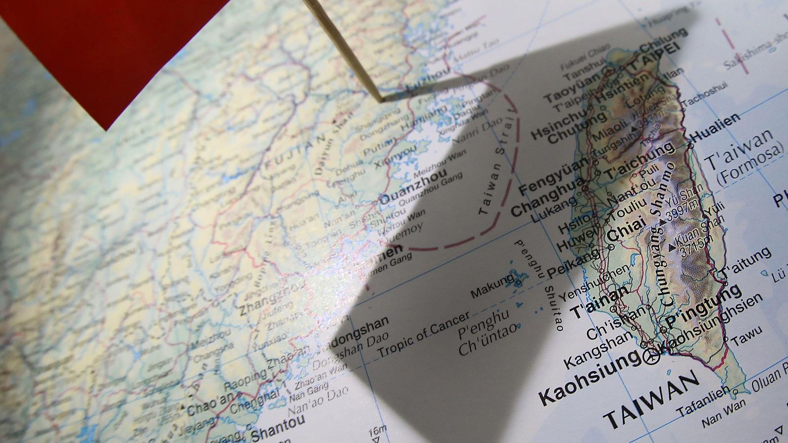 Kiina ja Taiwan kartalla.