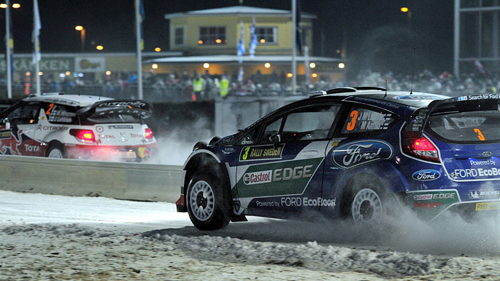 Mikko Hirvonen ja Jari-Matti Latvala Ruotsin MM-rallissa.