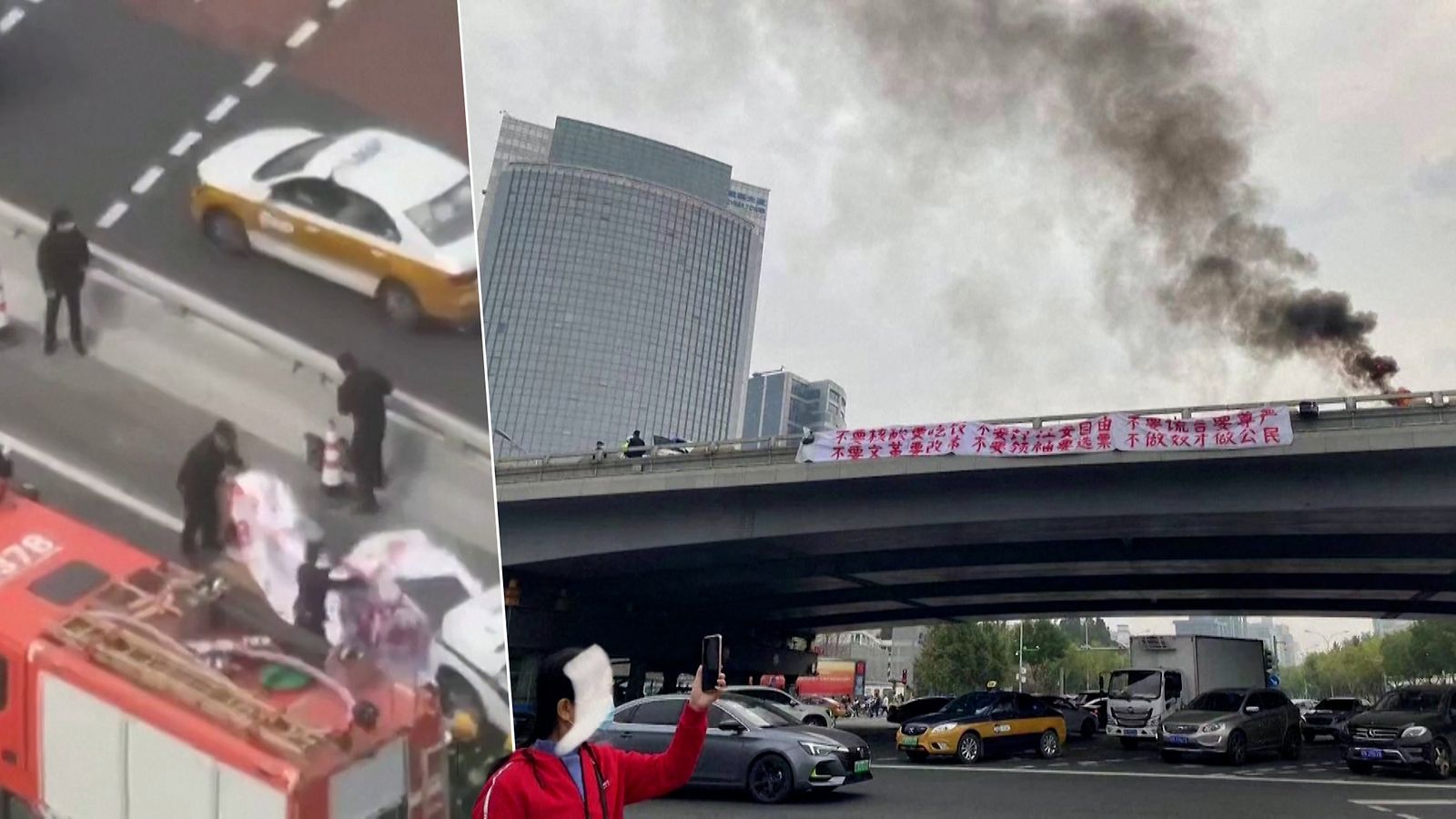 Kiinan pääkaupunki Pekingissä nähtiin torstaina 13. lokakuuta protesti maan hallintoa vastaan.