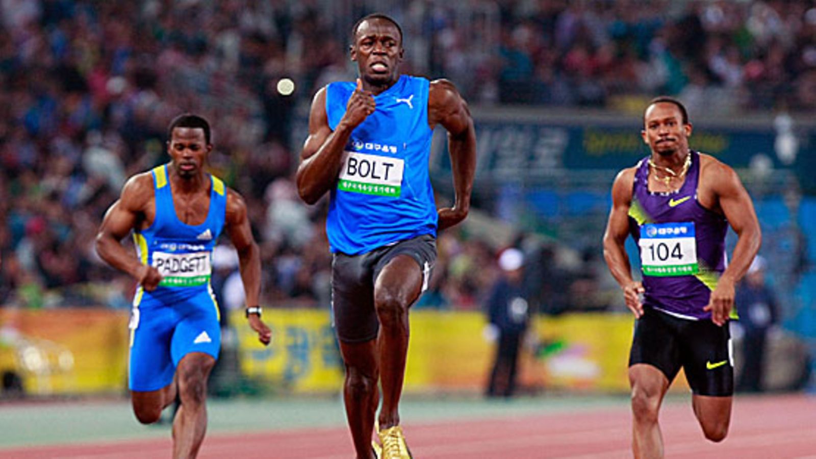 Usain Bolt kiitää voittoon sadan metrin kaudenavauksessaan. Kuva: Chung Sung-Jun/GETTY.