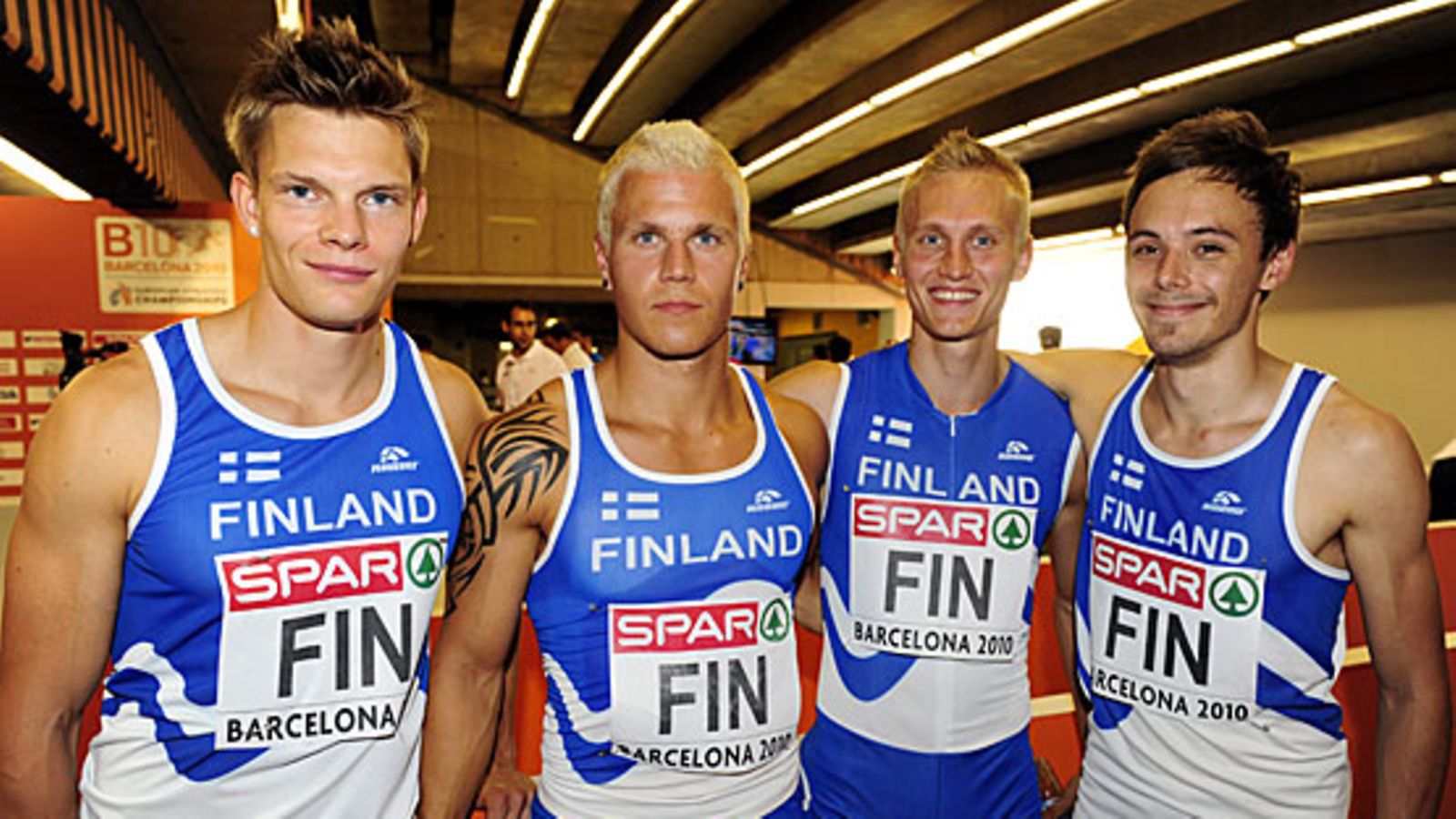 Suomen pikaviestijoukkue Joni Rautanen, Hannu Ali-Huokuna, Hannu Hämäläinen ja Jonathan Åstrand, kuva:Lehtikuva/Heikki Saukkomaa