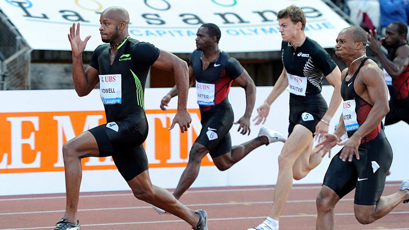 Asafa Powell voittaa satasen Lausannessa